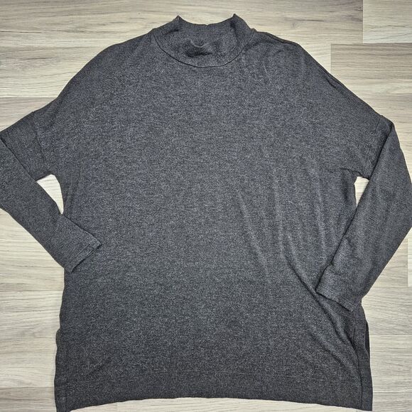 LOU & GREY Womens Gray Mock Neck Longsleeve Stretch Shirt Size Medium - Picture 1 of 6